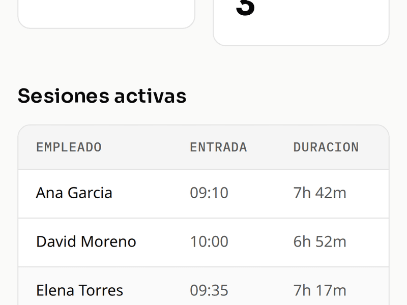 Fichaje Mobile Dashboard
